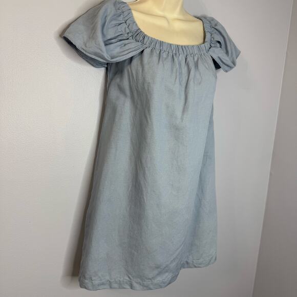 Reformation A-line Off Shoulder Chambray Linen Blend Mini Dress Romantic Sz XS - Picture 4 of 12